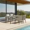 Armen Living Silvana 5 Piece Gray Aluminum Outdoor Dining Set with Gray Fabric - Armen Living Silvana 5 Piece Gray Aluminum Outdoor Dining Set with Gray Fabric