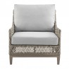 Armen Living Silvana 4 Piece Outdoor Gray Fabric and Wicker Conversation Set Chair Front