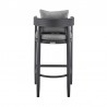 Armen Living Argiope Outdoor Patio Counter or Bar Height Bar Stool in Aluminum with Grey Cushions- Back View