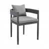 Armen Living Argiope Outdoor Patio Dining Chairs In Aluminum With Grey Cushions - Set of 2 03