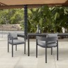 Armen Living Argiope Outdoor Patio Dining Chairs In Aluminum With Grey Cushions - Set of 2 01