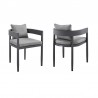 Armen Living Argiope Outdoor Patio Dining Chairs In Aluminum With Grey Cushions - Set of 2 02