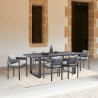 Armen Living Argiope Outdoor Patio 7-Piece Dining Table Set In Aluminum With Grey Cushions