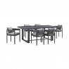 Armen Living Argiope Outdoor Patio 7-Piece Dining Table Set In Aluminum With Grey Cushions 2