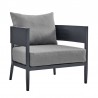 Armen Living Argiope 4 Piece Outdoor Dark Gray Aluminum & Fabric Outdoor Conversation Set Chair Side