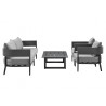 Armen Living Argiope 4 Piece Outdoor Dark Gray Aluminum & Fabric Outdoor Conversation Set Set