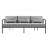 Armen Living Venice 4 Piece Dark Gray Aluminum Outdoor Seating Set with Dark Gray Cushions Sofa Front