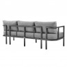 Armen Living Venice 4 Piece Dark Gray Aluminum Outdoor Seating Set with Dark Gray Cushions Sofa Back