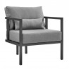 Armen Living Venice 4 Piece Dark Gray Aluminum Outdoor Seating Set with Dark Gray Cushions Chair