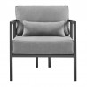 Armen Living Venice 4 Piece Dark Gray Aluminum Outdoor Seating Set with Dark Gray Cushions Chair Front