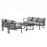 Armen Living Venice 4 Piece Dark Gray Aluminum Outdoor Seating Set with Dark Gray Cushions Set