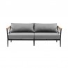 Armen Living Shari Outdoor Patio 4-Piece Lounge Set in Aluminum with Teak Wood and Grey Cushions Sofa