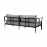 Armen Living Shari Outdoor Patio 4-Piece Lounge Set in Aluminum with Teak Wood and Grey Cushions Sofa Back