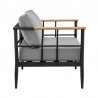 Armen Living Shari Outdoor Patio 4-Piece Lounge Set in Aluminum with Teak Wood and Grey Cushions Chair Side
