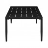 Armen Living Shari Outdoor Patio 4-Piece Lounge Set in Aluminum with Teak Wood and Grey Cushions Table Side