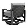 Armen Living Grand 3 Piece Black Aluminum Outdoor Seating Set with Dark Gray Cushions- Chair Back - Armen Living Grand 3 Piece Black Aluminum Outdoor Seating Set with Dark Gray Cushions- Chair Back