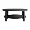 Armen Living Grand 3 Piece Black Aluminum Outdoor Seating Set with Dark Gray Cushions- Table Front