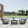 Armen Living Grand 3 Piece Black Aluminum Outdoor Seating Set with Dark Gray Cushions - Armen Living Grand 3 Piece Black Aluminum Outdoor Seating Set with Dark Gray Cushions