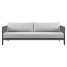 Armen Living Felicia 4 Piece Outdoor Black Aluminum & Rope Conversation Set with Light Gray Fabric Cushions Sofa