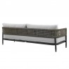 Armen Living Felicia 4 Piece Outdoor Black Aluminum & Rope Conversation Set with Light Gray Fabric Cushions Sofa Back