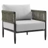 Armen Living Felicia 4 Piece Outdoor Black Aluminum & Rope Conversation Set with Light Gray Fabric Cushions Chair Side - Armen Living Felicia 4 Piece Outdoor Black Aluminum & Rope Conversation Set with Light Gray Fabric Cushions Chair Side