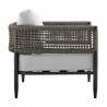 Armen Living Felicia 4 Piece Outdoor Black Aluminum & Rope Conversation Set with Light Gray Fabric Cushions Chair Side