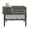 Armen Living Felicia 4 Piece Outdoor Black Aluminum & Rope Conversation Set with Light Gray Fabric Cushions Chair Side - Armen Living Felicia 4 Piece Outdoor Black Aluminum & Rope Conversation Set with Light Gray Fabric Cushions Chair Side