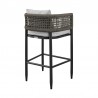 Armen Living Felicia Outdoor Patio 5-Piece Bar Table Set in Aluminum with Grey Rope and Cushions- Stool Back