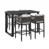 Armen Living Felicia Outdoor Patio 5-Piece Bar Table Set in Aluminum with Grey Rope and Cushions- Set