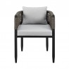 Armen Living Felicia Outdoor Patio Dining Chair In Aluminum With Grey Rope And Cushions 02