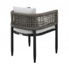 Armen Living Felicia Outdoor Patio Dining Chair In Aluminum With Grey Rope And Cushions 09