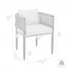 Armen Living Felicia Outdoor Patio Dining Chair In Aluminum With Grey Rope And Cushions 06