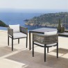 Armen Living Felicia Outdoor Patio Dining Chair In Aluminum With Grey Rope And Cushions
