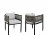 Armen Living Felicia Outdoor Patio Dining Chair In Aluminum With Grey Rope And Cushions 01