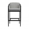 Armen Living Aileen Outdoor Patio Counter or Bar Height Bar Stool in Aluminum and Wicker with Grey Cushions Front
