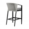 Armen Living Aileen Outdoor Patio Counter or Bar Height Bar Stool in Aluminum and Wicker with Grey Cushions Back View