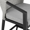Armen Living Aileen Outdoor Patio Counter or Bar Height Bar Stool in Aluminum and Wicker with Grey Cushions Arm