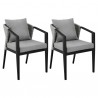 Armen Living Aileen Outdoor Patio Dining Chairs In Aluminum And Wicker With Grey Cushions - Set of 2 03