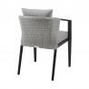 Armen Living Aileen Outdoor Patio 7-Piece Dining Table Set In Aluminum and Wicker With Grey Cushions 5