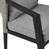 Armen Living Aileen Outdoor Patio 7-Piece Dining Table Set In Aluminum and Wicker With Grey Cushions 7