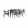 Armen Living Aileen Outdoor Patio 7-Piece Dining Table Set In Aluminum and Wicker With Grey Cushions 1