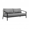 Armen Living Aileen Outdoor Patio 4-Piece Lounge Set in Aluminum and Wicker with Grey Cushions Sofa