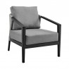 Armen Living Aileen Outdoor Patio 4-Piece Lounge Set in Aluminum and Wicker with Grey Cushions Chair