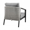 Armen Living Aileen Outdoor Patio 4-Piece Lounge Set in Aluminum and Wicker with Grey Cushions Chair Back