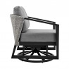 Armen Living Aileen Outdoor Patio Swivel Lounge Chair in Aluminum with Grey Cushions- Side View