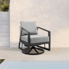 Armen Living Aileen Outdoor Patio Swivel Lounge Chair in Aluminum with Grey Cushions