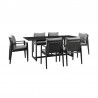 Armen Living Grand Outdoor Patio 7-Piece Dining Table Set In Aluminum With Grey Cushions 1