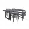 Armen Living Argiope Outdoor Patio 5-Piece Dining Table Set In Aluminum With Grey Cushions 10