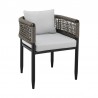 Armen Living Felicia Outdoor Patio 7-Piece Dining Table Set In Aluminum With Grey Rope And Cushions
