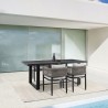 Armen Living Felicia Outdoor Patio 5-Piece Dining Table Set In Aluminum With Grey Rope And Cushions